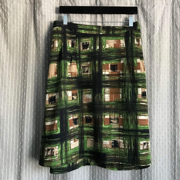 Lane Bryant Dresses & Skirts - Layne Bryant Green Brown Black A-Line Skirt Artistic Scribbles Plus Size 20